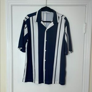Men's Navy and White Striped Shirt